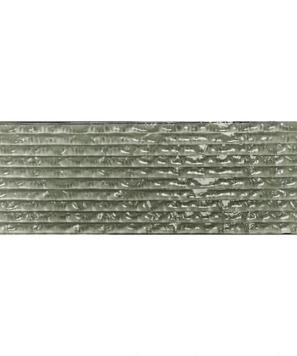 Rectangular textured glass tile in grey, ideal for kitchen backsplash or bathroom walls