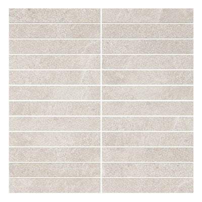 motley stacked limestone look porcelain mosaic tile 1x6 Silver Grey