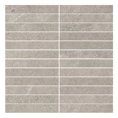 motley stacked limestone look porcelain mosaic tile 1x6 Slate Grey