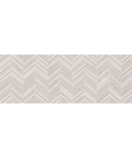 Ivory herringbone ceramic tile 12x36 with subtle chevron textured pattern
