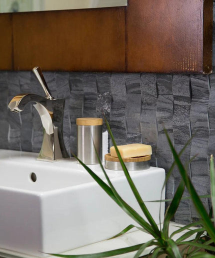 silver quartzite bathroom new wave tile