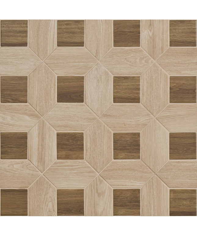 Wooden tile pattern with a geometric arrangement