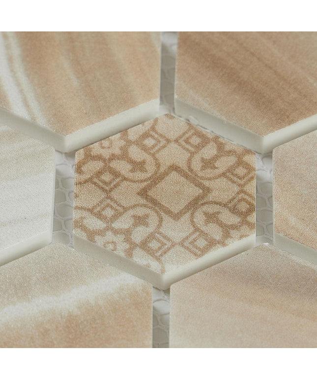 onyx glass mosaic hex tile 11x11 floor