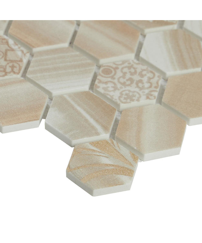 onyx glass mosaic hex tile 11x11 wall