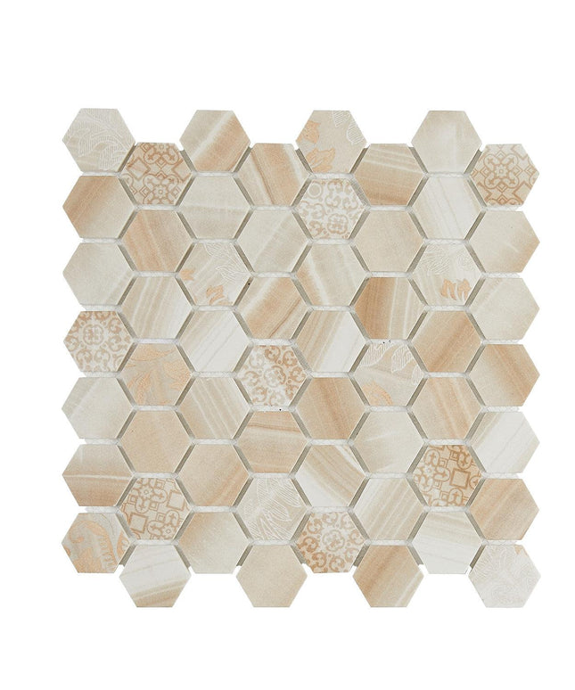 onyx glass mosaic hex tile 11x11