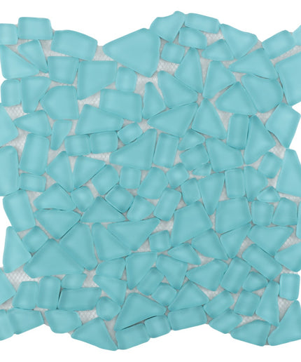 Turquoise plastic beads on a white background