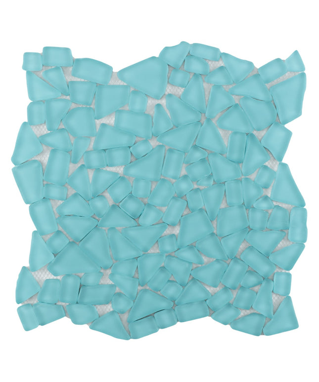 Turquoise plastic beads on a white background
