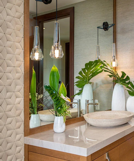 paragon-sandstone-mint-honed-hex-walls bathroom