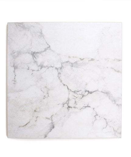 White marble effect 12x12 floor tile with grey veining, stone look ceramic tile