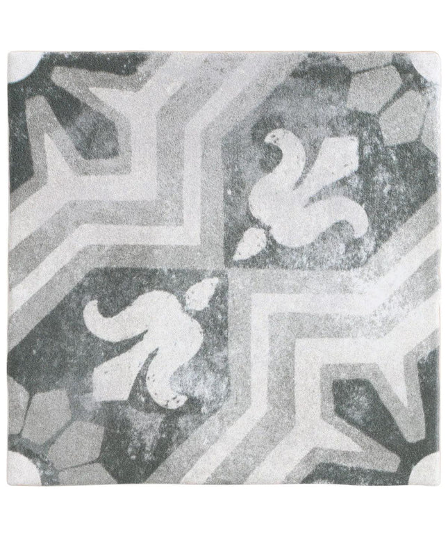Decorative stone tile with geometric pattern