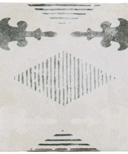Textile with abstract black patterns on a white background