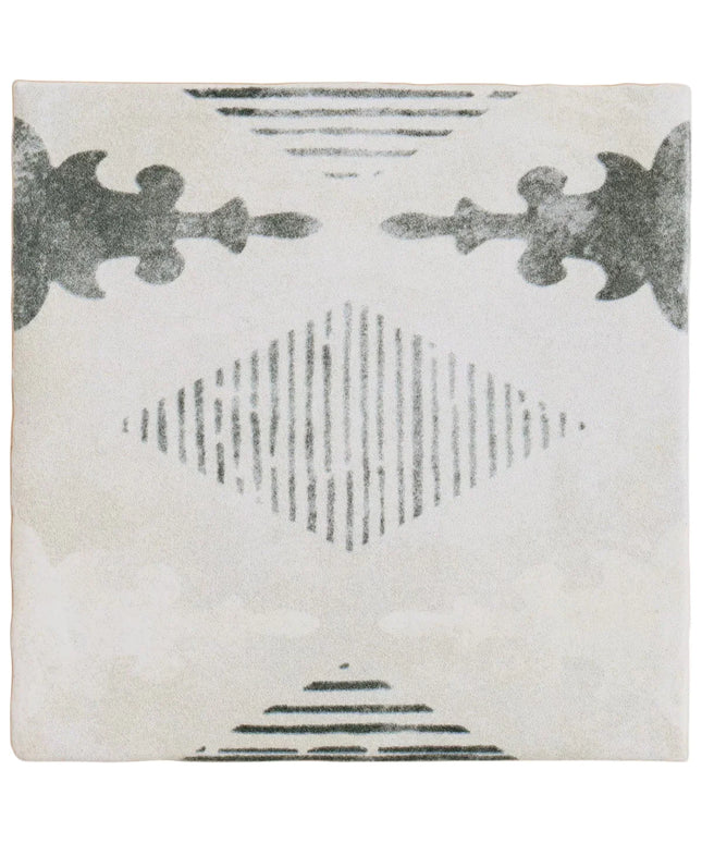 Textile with abstract black patterns on a white background