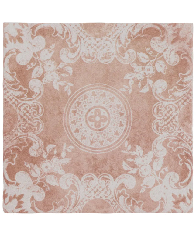 Decorative pink and white patterned fabric