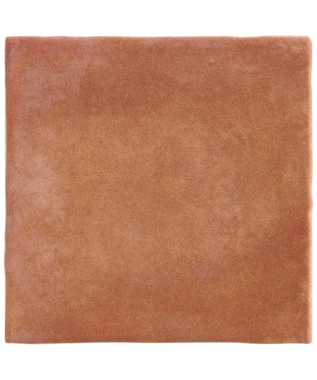 Square brown terracotta tile with a textured surface