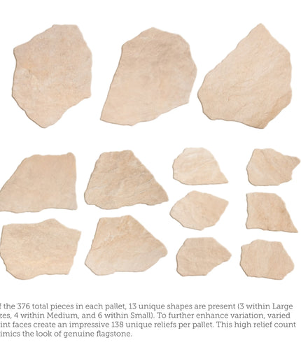 Set of stone pieces with different shapes on a white background