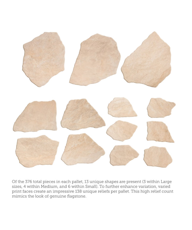 Set of stone pieces with different shapes on a white background