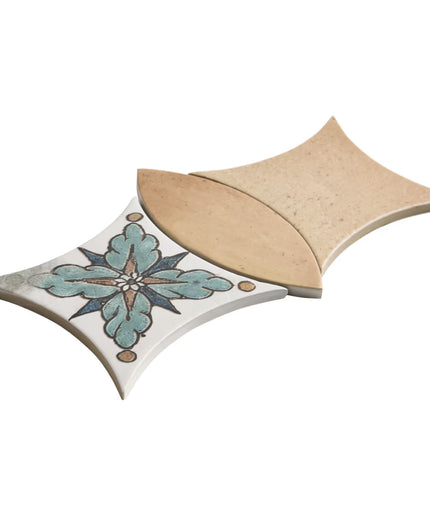 Decorative ceramic tiles with floral design on a white background