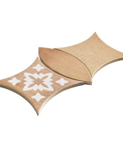 Decorative ceramic tiles with floral patterns on a white background