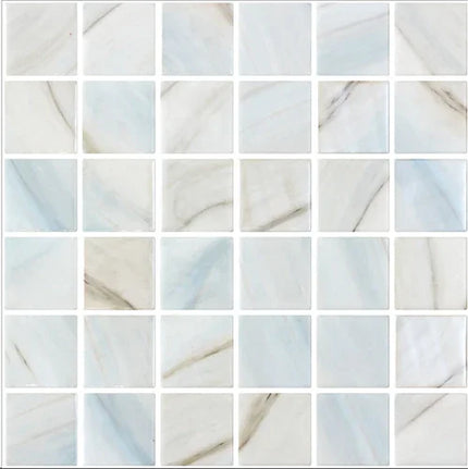 Mosaic pattern of light blue and white tiles