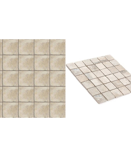 caruso travertine look mosaic tile matte 2x2 Mosaic Delfi