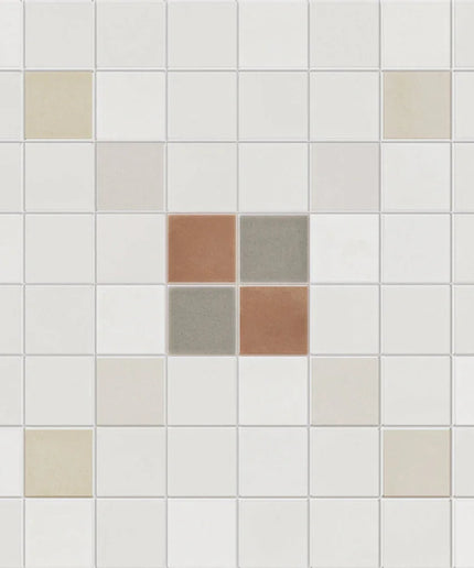 Pattern of square tiles with a mix of colors on a white background