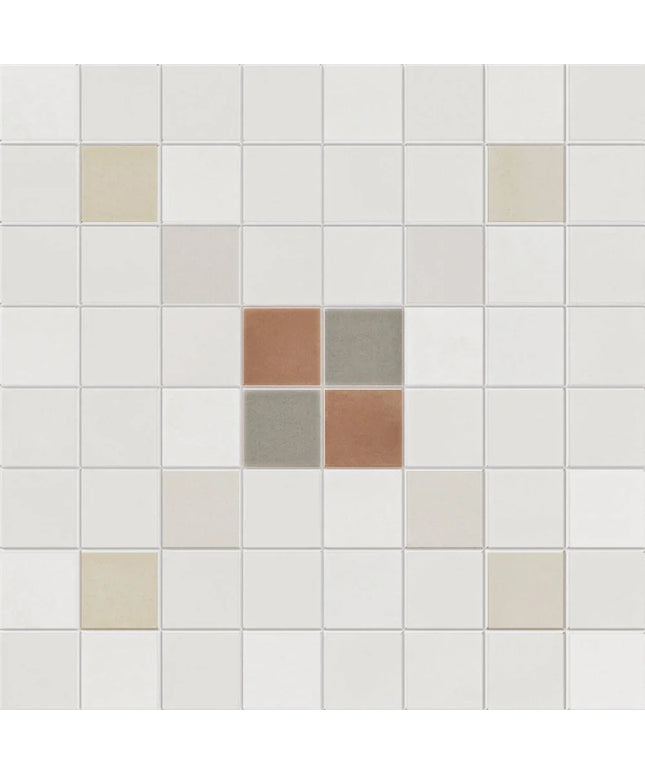 Pattern of square tiles with a mix of colors on a white background
