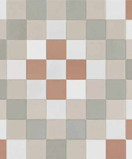 Pattern of square tiles in various colors on a white background