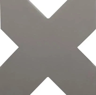 A large taupe-gray X-shaped panel with notched cutouts, shown against a white background.