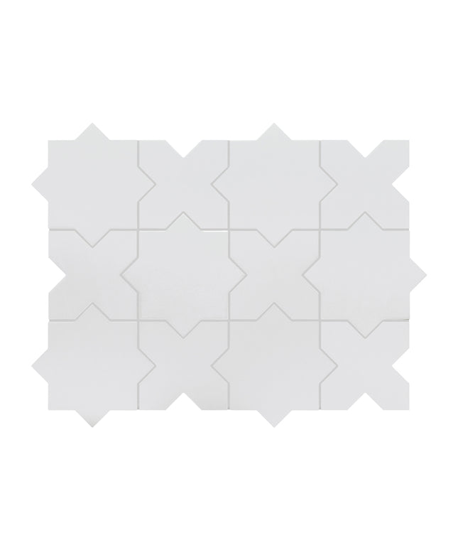 White geometric tile pattern on a white background