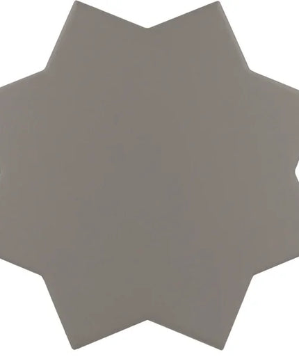 A single star-shaped ceramic tile in a matte taupe-gray color, shown against a plain white background.