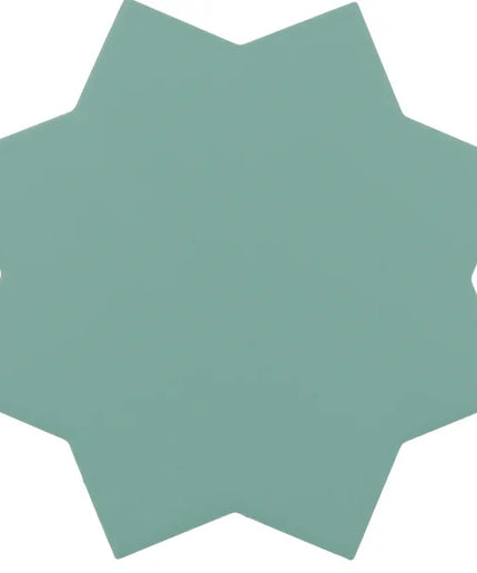 A flat, solid-colored sage green star-shaped tile or swatch on a plain white background.