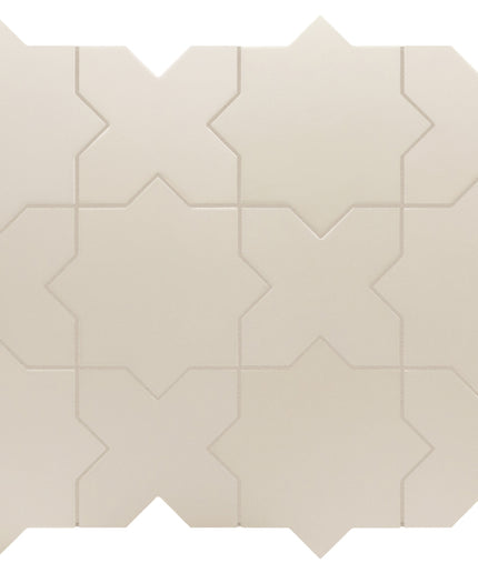 Beige hexagonal tile pattern on a white background