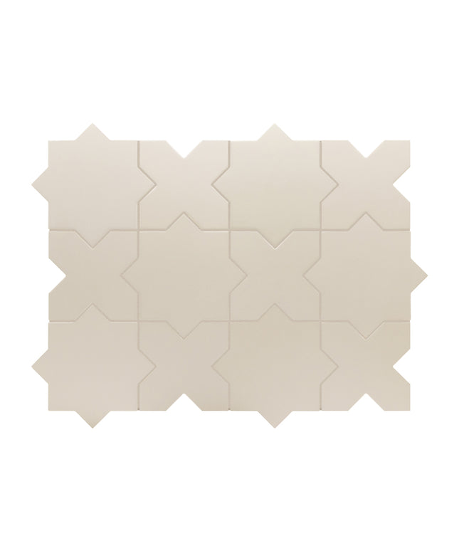Beige hexagonal tile pattern on a white background