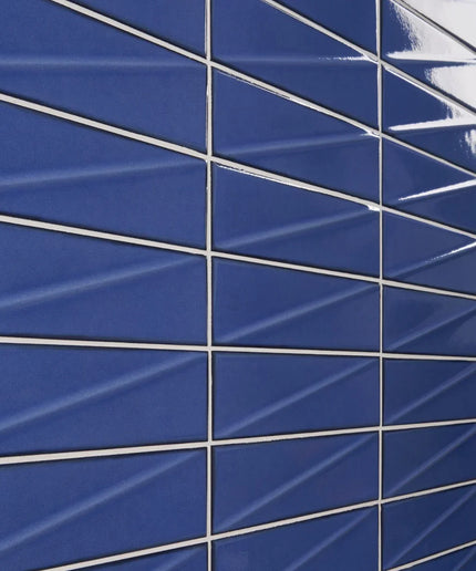 Close-up of blue tiles with white grout