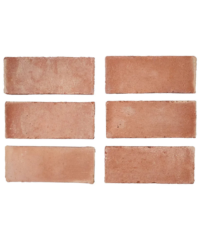 Set of six rectangular terracotta tiles on a white background