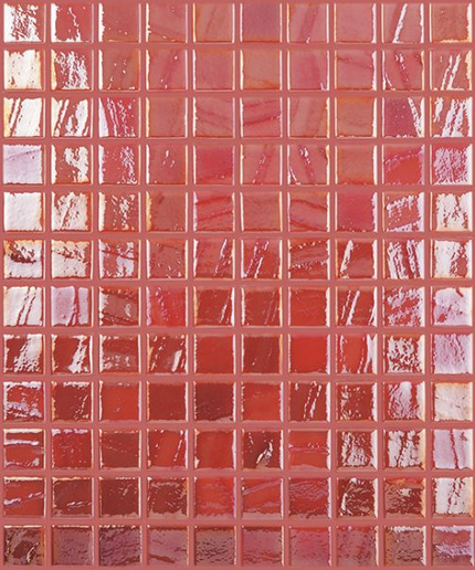 titanium squares glass mosaic 1x1 red brush titanium squares