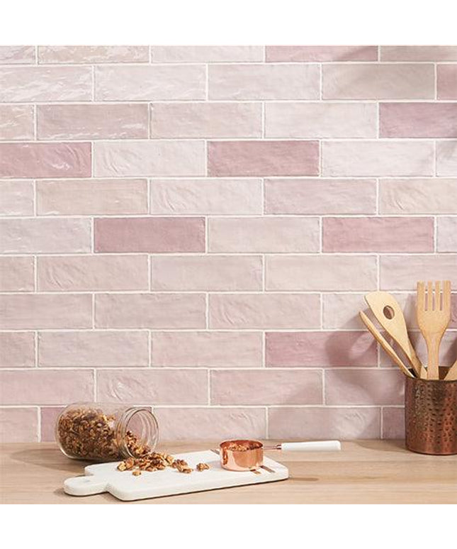 epc harmony riad pink glossy 2x8 wall tile