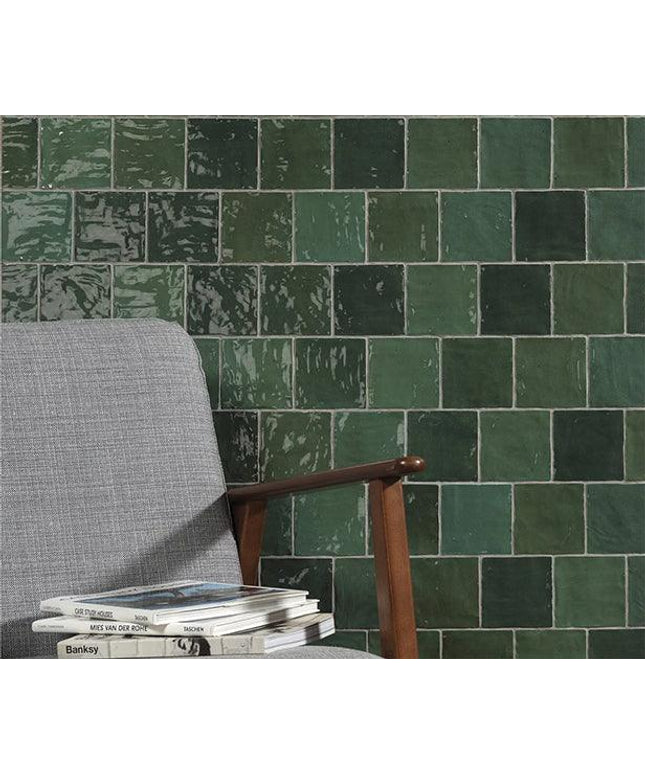 riad green ceramic square wall tiles