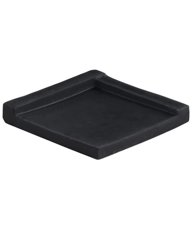 Black rectangular plastic tray on a white background