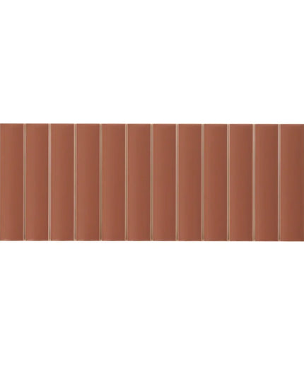Rectangular tile with a brown and beige striped pattern on a white background