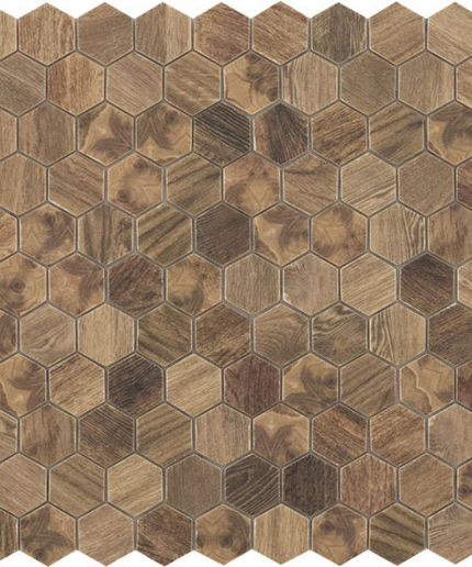 wood hexagon glass mosaic 1 4x1 4 royal dark woods hexagon