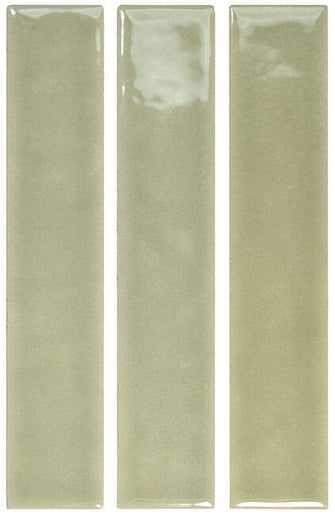 sage green gloss subway tiles with smooth, reflective finish, ideal for kitchen or bathroom walls