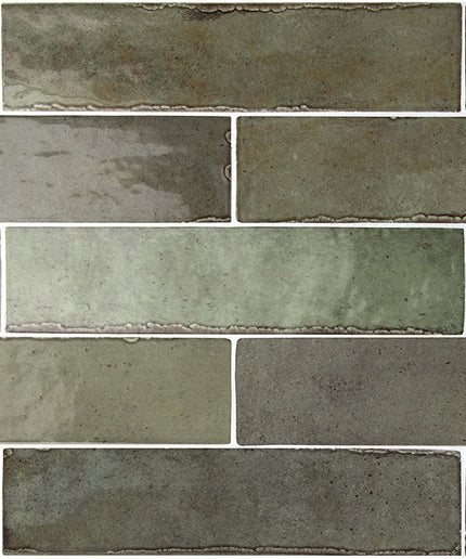 Pattern of gray and green tiles
