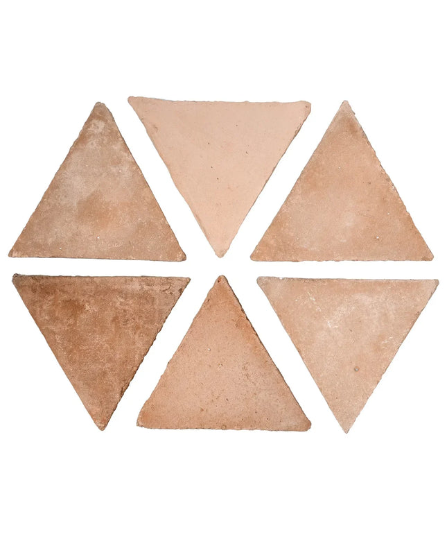Six triangular tiles arranged in a hexagonal pattern on a white background