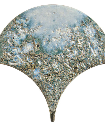 Decorative stone tile with a semi-circular shape on a white background