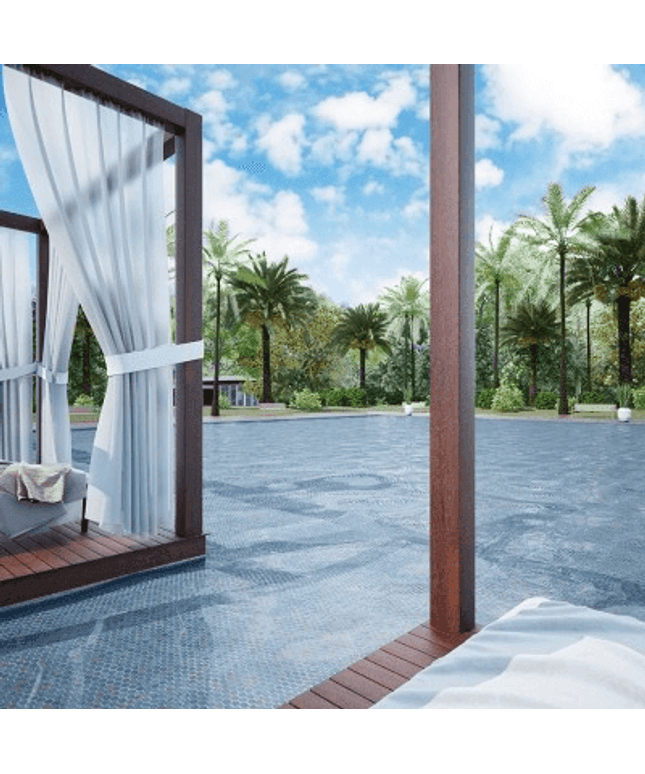 shell hexagon glass mosaic 1x1 Shell 555 Sapphire
