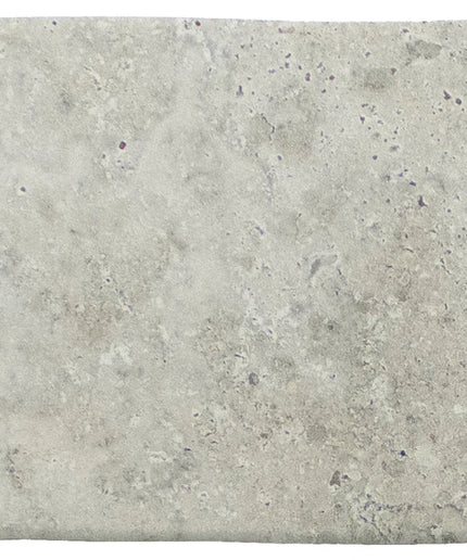 Silver cross-cut square tile with textured grey stone finish, ideal for floors or backsplash