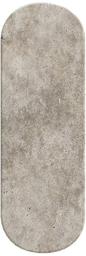 Rectangular stone tile with a grayish-brown color silver-cross-cut-2x6-subway-tile