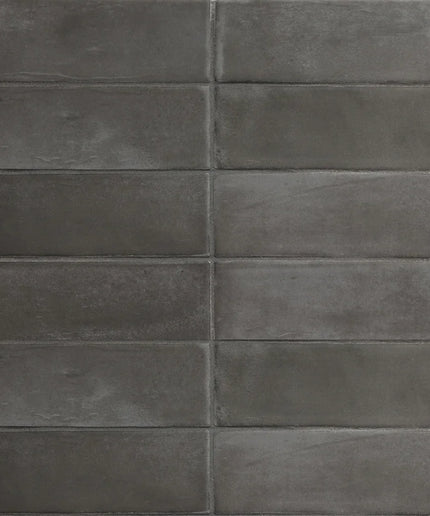 Black matte 2x6 subway tiles with a smooth, modern finish for backsplash or wall decor