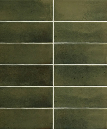 Green matte 2x6 subway tiles for kitchen backsplash, bathroom, or shower walls